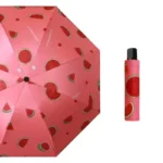 Parapluie original rose motifs pastèque avec étui assorti, accessoire tendance et pratique, parfait pour égayer les jours pluvieux.