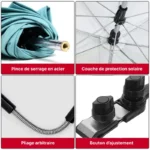 Parapluie poussette 85 cm avec pince en acier, protection solaire, pliage flexible et ajustement pratique, idéal pour sorties.