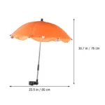 Parapluie poussette à clipser orange, 30,7 pouces de hauteur, 25,9 pouces de diamètre, protection pluie pratique et solide.
