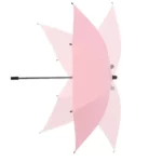 Parapluie poussette anti-UV rose, ouvert, avec tige noire, protection efficace contre la pluie et le soleil, [Collection].