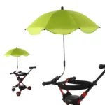 Parapluie poussette anti-UV vert, élégant et pratique, protège efficacement bébé de la pluie et des rayons du soleil.
