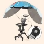 Parapluie coloré pour poussette, pratique et robuste, protège du soleil et de la pluie, idéal pour toutes les sorties en famille.