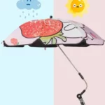 Parapluie poussette coloré avec design de fraise, fond pluie et soleil, idéal pour protéger bébé par tous les temps [Collection].