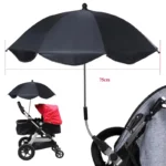 Parapluie ajustable noir pour poussette, mât 75 cm, protection soleil et pluie, élégant et pratique de la collection [Collection].