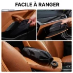 Pare-soleil parapluie noir côtelé compact, pratique et ergonomique, idéal pour un rangement facile dans votre voiture.