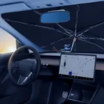 Pare-soleil parapluie double couche pour voiture, protection 360° contre le soleil, design pratique et moderne pour tableaux de bord.