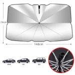 Pare-soleil réfléchissant 140x74 cm, protection UV pour voitures. Silhouettes Sedan, CUV, SUV et fixations incluses.