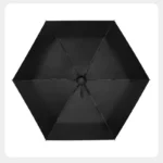 Petit parapluie noir à pois avec structure hexagonale visible, accessoire élégant et pratique de la collection [Collection].