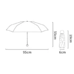 Petit parapluie en forme de cœur, compact et élégant, 95 cm déplié, 55 cm mât, rangement 6 cm, avec housse protectrice.