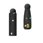 Petit parapluie cœur noir compact avec motifs dorés, design élégant et moderne, pratique et esthétique pour rester au sec.