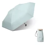 Petit parapluie léger et compact bleu clair, parfait pour le quotidien, issu de la collection [Collection], avec étui pratique.