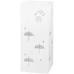 Porte parapluie design blanc avec motifs parapluies et gouttes, parfait pour un rangement pratique et une déco élégante.