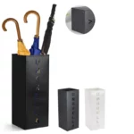 Porte-parapluie d'entrée élégant en métal noir 'UMBRELLA', design moderne, idéal pour organiser parapluies de toutes tailles.