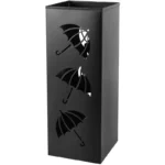 Porte-parapluie en métal noir, design avec motifs découpés en parapluies, parfait pour ranger et organiser vos parapluies élégamment.