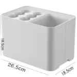 Porte-parapluie en plastique blanc compact, dimensions 26,5x18,5x18,5 cm, idéal pour ranger parapluies et accessoires pluie.