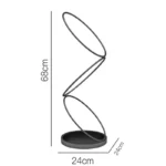 Porte parapluie original en métal noir, design spirale élégant, 68 cm de hauteur, 24 cm de diamètre, moderne et pratique.
