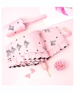 Parapluie chic pour femme, rose avec motifs nœuds et pois, élégant et pratique, parfait accessoire mode protection pluie.