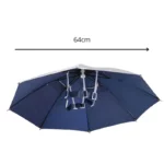 Chapeau parapluie réglable 64 cm, bleu, avec attaches pratiques, protection idéale contre la pluie pour un confort mains libres.