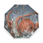 Parapluie automatique 96 cm avec design original d'un octopus coloré sur fond marin, idéal pour allier style et praticité.