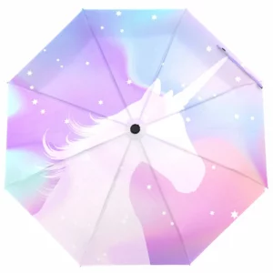 Parapluie anti UV licorne sur fond blanc