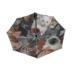 Parapluie anti UV robuste avec motifs de chats colorés, design original et élégant, idéal pour protection et style en toutes saisons.
