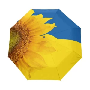 Parapluie anti UV thème tournesol sur fond blanc