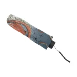 Parapluie automatique 96 cm, design original avec tentacules sur fond bleu, compact et pratique, idéal pour les journées pluvieuses.