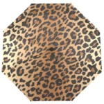 Parapluie automatique avec motif léopard beige et noir, compact et élégant, parfait pour une allure stylée les jours de pluie.
