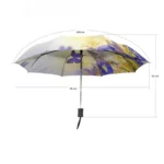 Parapluie automatique papillons avec design floral violet et doré, élégant et pratique, 108 cm diamètre, parfait contre la pluie