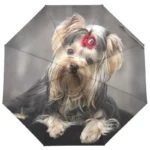 Parapluie automatique portable avec illustration de Yorkshire Terrier, design mignon et original pour les passionnés d'animaux.