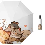 Parapluie automatique avec motifs d’animaux mignons et housse assortie, parfait pour un style fun tout en restant protégé de la pluie.