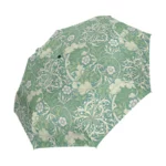 Parapluie femme anti-UV à motif floral sur fond vert, élégant et pratique pour se protéger du soleil et de la pluie.