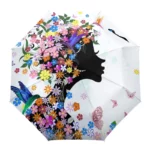 Parapluie femme motifs colorés floral, fleurs, oiseaux, papillons sur fond blanc - accessoire chic et tendance [Collection]