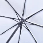 Parapluie femme glamour élégant, structure en métal noir solide, revêtement blanc raffiné, parfait pour un look chic et tendance.