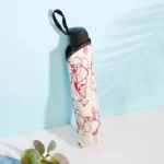 Parapluie femme pliable aux motifs floraux rouges, élégant et compact, idéal pour compléter les accessoires de la collection [Collection].