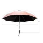 Parapluie femme fleuri rose et noir, 108 cm de diamètre, 96 cm de hauteur, élégant et pratique pour une protection optimale contre la pluie.