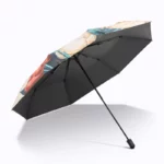 Parapluie femme tulipe élégant avec motifs floraux colorés, intérieur noir, chic et pratique pour allier style et protection pluie.