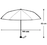 Parapluie flamant rose 94x65 cm, élégant et fonctionnel, avec détails sur structure et proportions, idéal toute saison.
