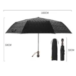 Parapluie homme robuste noir avec motif crâne, diamètre 100 cm, hauteur 64 cm, housse rangement incluse, style élégant et durable.