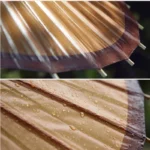 Parapluie japonais élégant sous la pluie, gros plan avec gouttes d'eau sur sa surface imperméable - Collection exclusive.