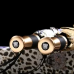 Poignées dorées tête de léopard, parapluie luxe design noir, élégant et robuste, parfait pour protéger avec style.