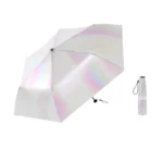 Parapluie original brillant et pliable avec revêtement irisé, parfait pour la collection [Collection], avec étui de rangement.