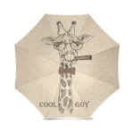 Parapluie pliant coupe-vent avec design girafe Cool Guy, lunettes et nœud papillon. Accessoire tendance et résistant au vent.