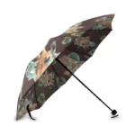 Parapluie pliant girafe au design élégant avec motifs de girafes et feuillage, parfait pour allier style et protection contre la pluie.