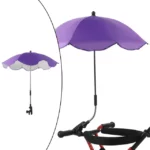 Parapluie poussette violet résistant, adaptable, pratique et stylé, parfait pour protéger bébé par temps de pluie.