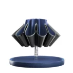 Parapluie tempête robuste et stylé, design moderne à plusieurs voiles, idéal contre la pluie, apporte élégance et fiabilité.