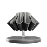 Parapluie tempête robuste design élégant, voiles grises et noires ouvertes, idéal contre les intempéries et résistant au vent.