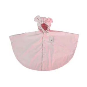 Poncho bébé rose avec capuche motif souris, pratique et stylé pour protéger votre enfant de la pluie tout en restant mignon.