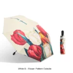 Parapluie femme tulipe motif floral coloré, élégant et pratique, avec étui assorti pour un style chic par temps de pluie.