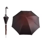 Parapluie homme luxe noir avec manche tête de cheval, design élégant et grande toile, parfait pour une protection contre la pluie.